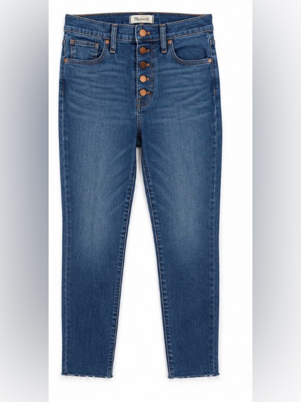 Madewell 9” Mid-Rise Skinny Jeans Button Fly Raw Hem Women’s Size 30